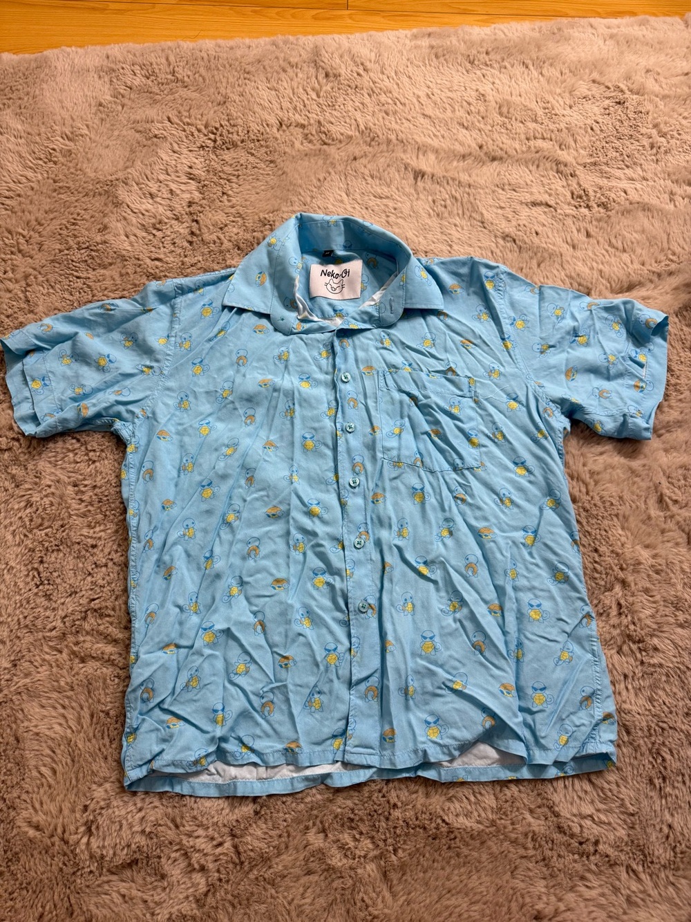 Pokémon Light Blue Short Sleeve Button-Up Shirt
